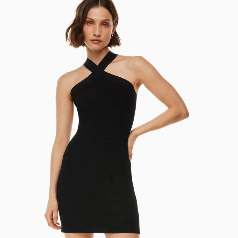 Black Sculpt Knit Criss Cross Dress